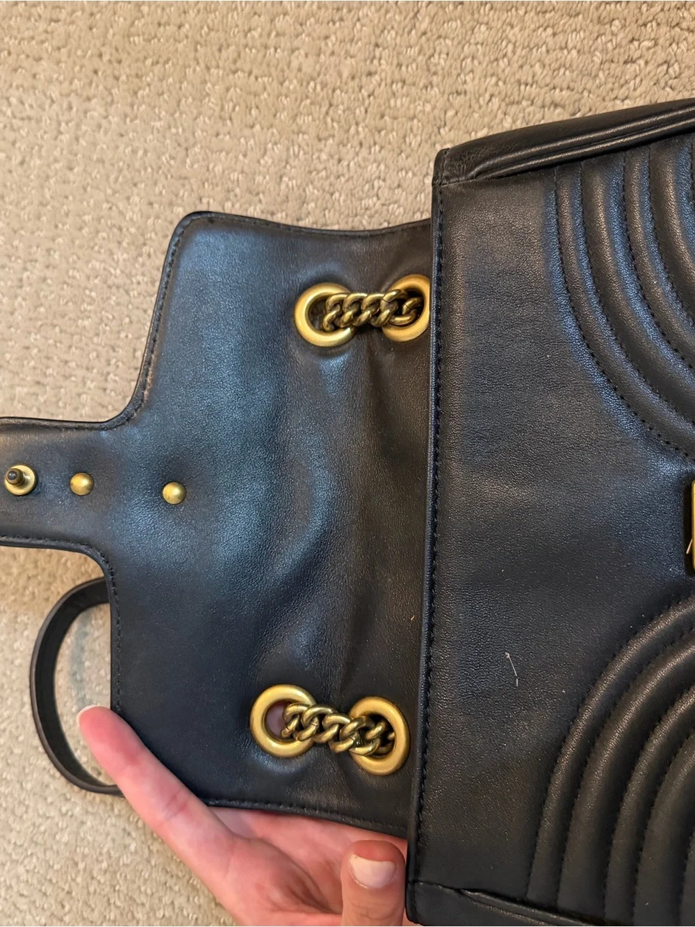 FAUX Gucci Marmont Matelassé Leather Shoulder Bag in Black